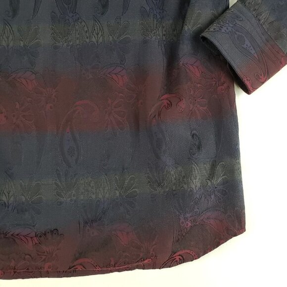 Visconti Button Up Paisley Shirt Blue Red Mens Small Collar Long Sleeve Striped - Picture 5 of 9